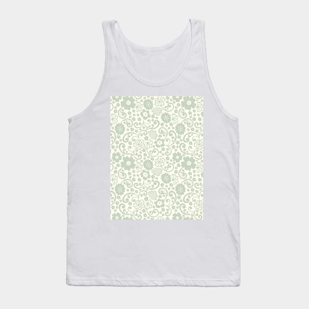 swedish kurbits Scandinavian folkart dala horse traditional vintage rosemaling sage green Tank Top by blomastudios